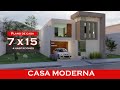 PROYECTO CASA PEQUEÑA 7 x 15 mts. 4 Recamaras, dos pisos