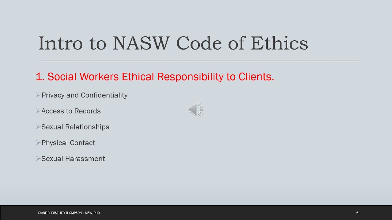 Intro To NASW Code Of Ethics Drfuselierthompson040521 - YouTube