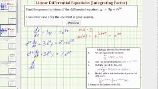 Ex 6: Solve a Linear First Order DE Using an Integrating Factor (Integration by Parts)