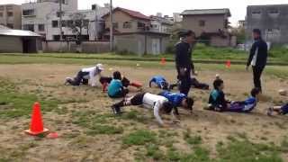 2015年4月12日　低学年（1.2.3.4年）筋トレ　北九州市小倉・門司の少年・少女ラグビースクールヤングウェーブ北九州