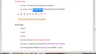 STRINGS FROMCHARCODE METHOD IN JAVASCRIPT DEMO