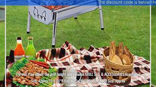 ISUMER Charcoal Grill Barbecue Portable BBQ   Stainless Steel Folding BBQ Kabab Grill Camping Grill