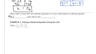 Algebra - 11.7 Solving Rational Expressions