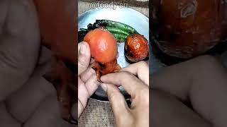 👉వంకాయ టమాటో పచ్చడి (with) smoked flavour ( tomato vankaya pachhadi simple \u0026tasty #yt@foody sri