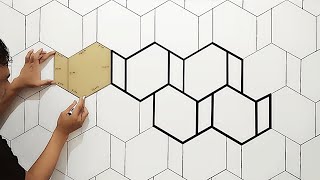 OPTICAL ILLUSION | 3D WALL PAINTING FOR INTERIOR | SIMPLE HOW TO MAKE 3D WALL ART | CAT TEMBOK 3D