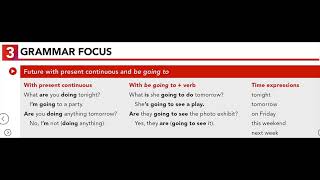 U15.3 GRAMMAR FOCUS: Future with present continuous and be going to
