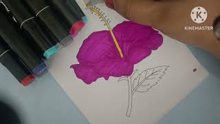 Coloring with me 🌺|| Satisfying and relaxing ||Hibiscus flower Coloring #drawing ASMR