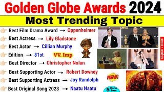 Golden Globe Awards 2024 Current Affairs | Awards and Honours 2024 | Current Affairs 2024