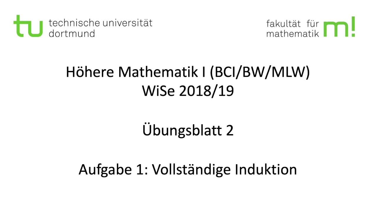 Übungsblatt 2, Aufgabe 1 -- TU Dortmund, Höhere Mathematik I (BCI/BW ...