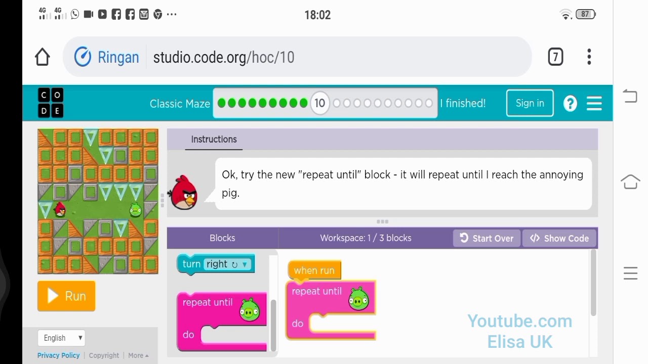 Game Coding Angry Birds || Hour Of Code || Classic Maze Game - YouTube