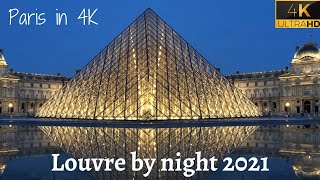 Paris at night 4K, Musée du Louvre, Light City Paris