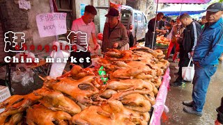 Morning market in a Chinese urban village, super cheap prices, delicious street food everywhere