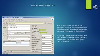 Epicor Eclipse ERP Vendor Maintenance
