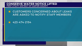 First Utility District of Carter County lifts conserve water notice