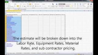 Create estimate in excel part 1