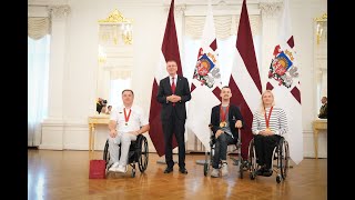 Parīzes paraolimpisko spēļu sportistu sveikšana Rīgas pilī