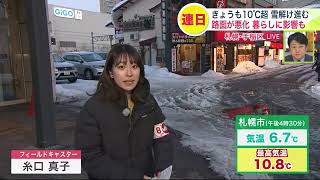 【札幌市 きょうも10℃】札幌市の気温10.8℃に 2月中旬としては観測史上最高…2日連続で“4月並み”の暖かさ続く 支笏湖の「氷濤まつり」は氷像が崩れ中止に