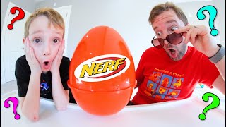 Father \u0026 Son OPEN GIANT NERF MYSTERY EGG! / Nerf Gun Mania!