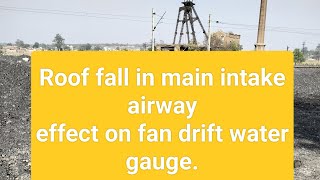 Roof fall in main intake airway, effect on fan drift water gauge.