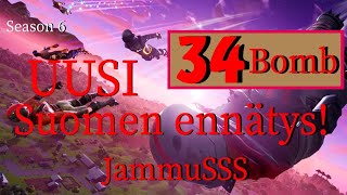 *UUSI SUOMEN ENNÄTYS* 34 Tappoa - Solo vs Squads - Fortnite Suomi