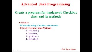 Checkbox Creation and its Methods by using Java Program