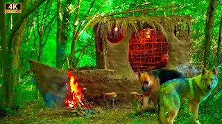 Building a cozy Ship shaped Survival Shelter, Bunker or Cabin in the wilderness - Off grid - Asmr