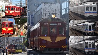 【住吉大社初詣参拝客に伴う阪堺電車モ161形臨時に南海本線空港急行が日中住吉大社駅に臨時停車】阪堺電車モ161形162号初詣臨時輸送、南海本線1000系,7100系,8000系空港急行発着シーン