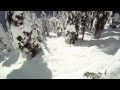 gopro hd hero helmet cam. backside powder tree run whitefish montana. snowboarding