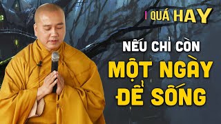 Nếu Chỉ Còn 1 Ngày Để Sống | bài giảng quá ý nghĩa - Thầy Thích Pháp Hòa