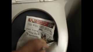 EPIC FLUSH!!!! Watch Airplane Lavatory Vacuum Toilet Flush Newspaper with force of TYPHOON!! FUNNY!!