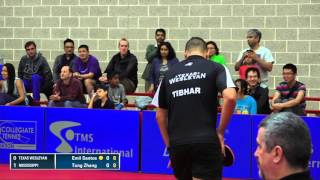 2016 NCTTA Nationals Coed Team Final - Emil Santos (TWU) vs Tong Zhang (Mississippi)