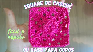 SQUARE DE CROCHE QUADRADO | BASE PARA COPOS COM FLOR | DESCANSO DE COPOS | MOTIVO DE CROCHÊ FLORAL 3