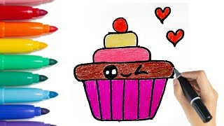 HOW TO DRAW A CUTE CUPCAKE | DRAWING CUPCAKE STEP BY STEP / DRAW CUTE THINGS