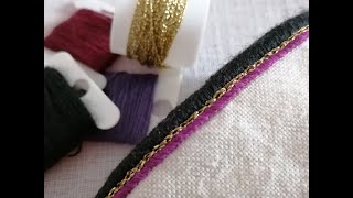 Обробка краю петлевим швом, стебловим швом та ланцюжком Вишивка. Hand embroidery.