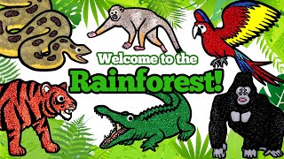 Let's Draw Rainforest Animals Together! | Drawing and Coloring with Glitter & Googly Eyes
