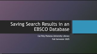 Saving Search Results in an EBSCO Database