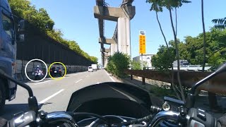 PCX（KF30）・黒の高級SUV車さんが, 白バイさんに捕まるほぼ瞬間！～～～ 一般道路, 環状線西向きで！～～～