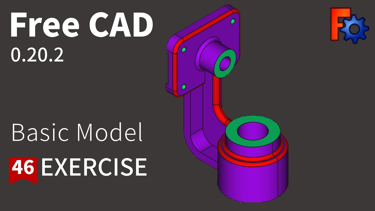 Freecad Tutorial For Beginners Basic Model Exercise 46 Youtube