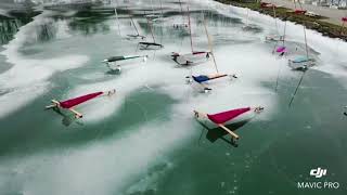 Fly over ice, Ice sailing, Erie, Pa