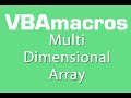 Multi-Dimensional Array - VBA Macros - Tutorial - MS Excel 2007, 2010, 2013