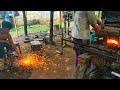 Making rotary knives from high quality car springs, Traditional blacksmith from Indonesia