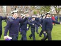 inverness massed pipe bands arrive at northern meeting park and parade before crowds