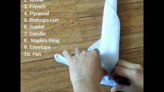 10 DIFFERENT TABLE NAPKIN FOLDS
