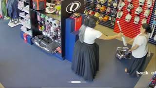 Woman steals, hides expensive baseball bats in skirt