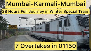 Full Journey: Mumbai-Karmali-Mumbai in Winter Special Express in Konkan Railways | 7 overtakes