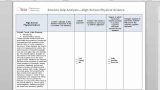 ODE Revised Science Content Standards - Phase One - Gap Analysis