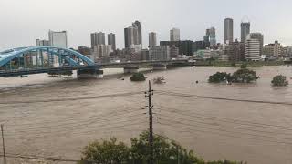 2017年10月23日 台風２１号の雨で増水した多摩川