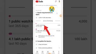 time not updated in monetization tab 😭||watch time not showing in yt studio