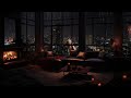 Ultimate Relaxation: Cozy Bedroom with Rain Sounds, Fireplace, and Night Cityscape 🌧️🌃🔥