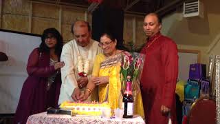 Pandit Ramnarine ji and Geeta ji cut the cake at the Hindu Devotional Society Temple of Montreal